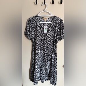 Michael Kors Floral Black and White Women's wrap dress